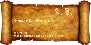 Komenda Norbert névjegykártya